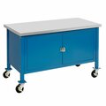 Global Industrial Mobile Cabinet Workbench, Laminate Safety Edge, 60inW x 30inD, Blue 249215BL